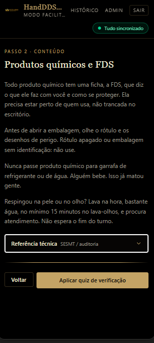 Conteúdo técnico do HandDDSMA
